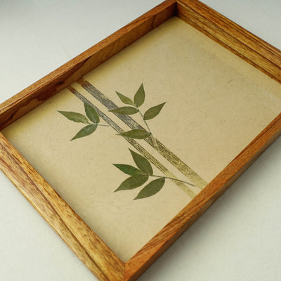 Beige - Bamboo Art Work Wooden Tray (12 x 8 x 1 in)