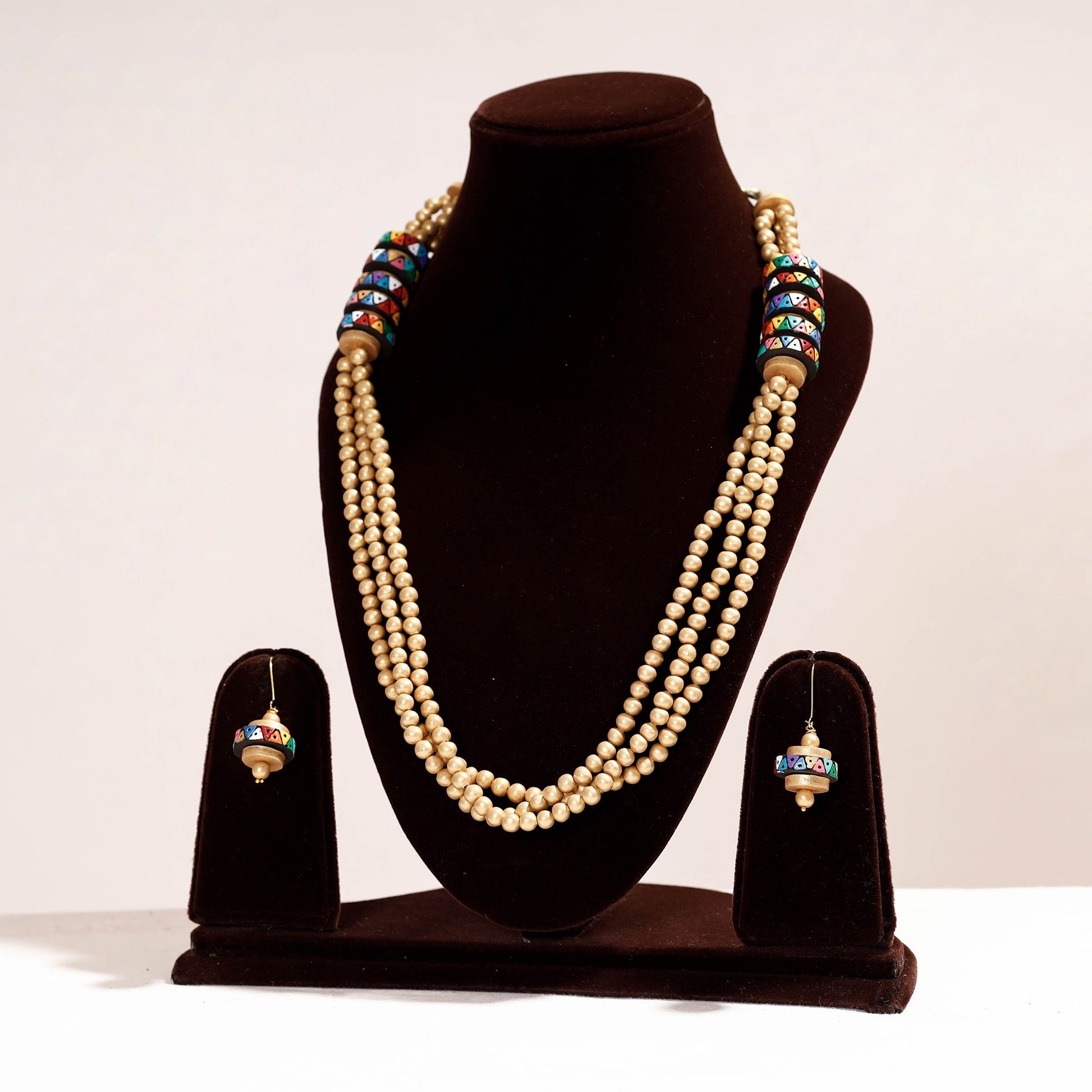 Bishnupur Handpainted Terracotta Necklace Set