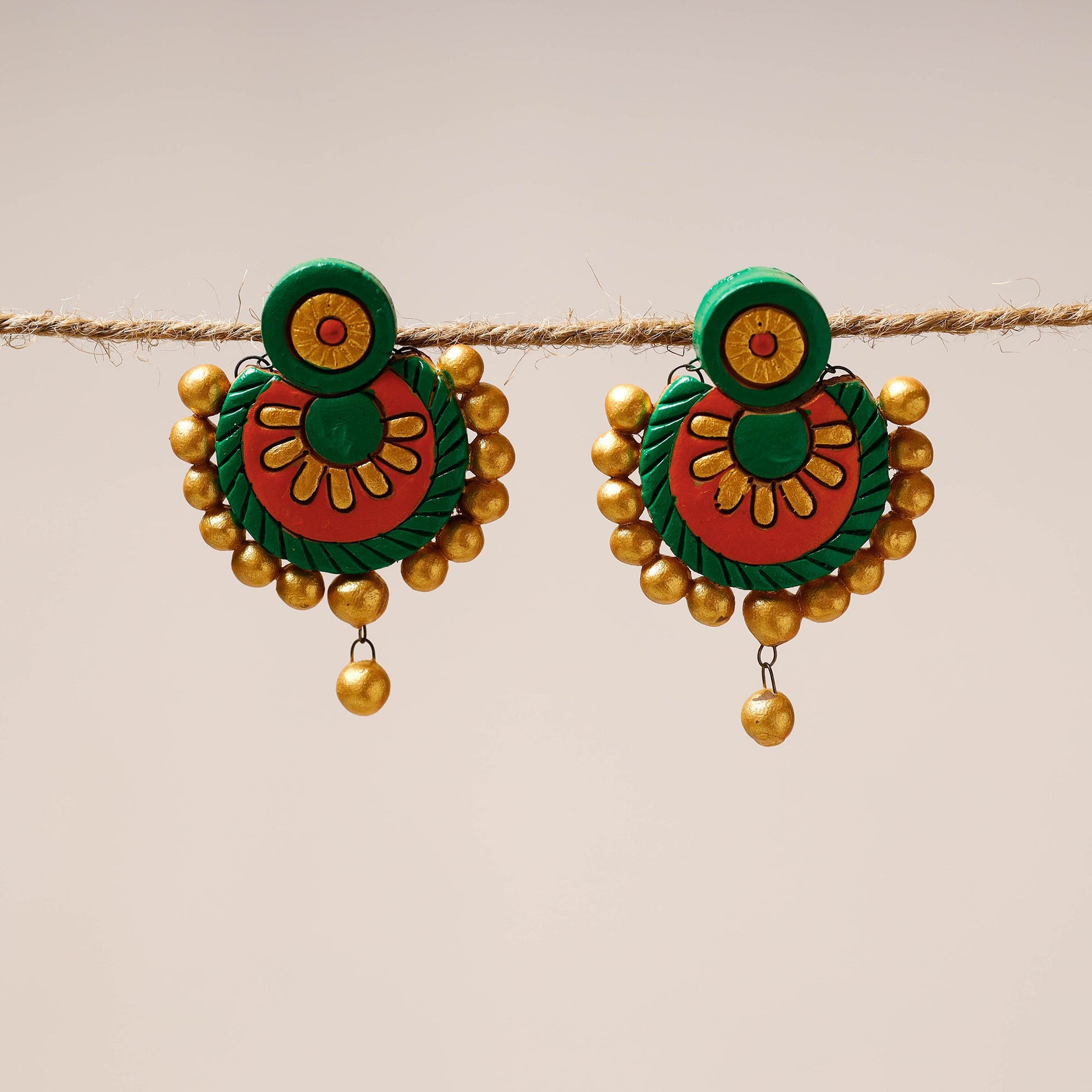 Bishnupur Handpainted Terracotta Stud Earrings