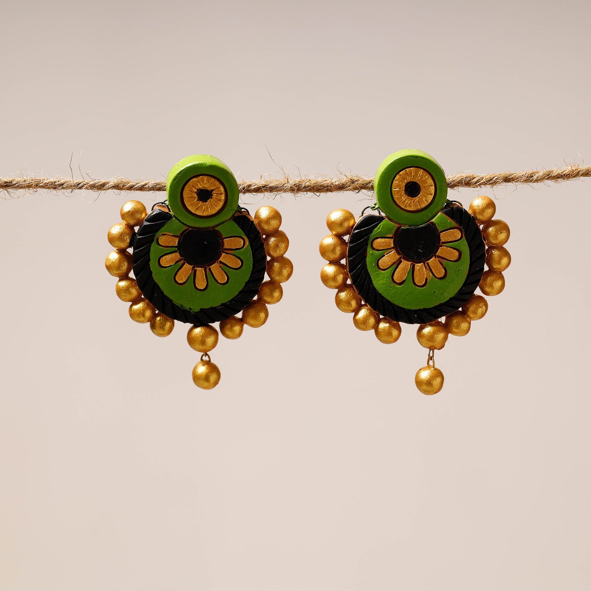 Bishnupur Handpainted Terracotta Stud Earrings
