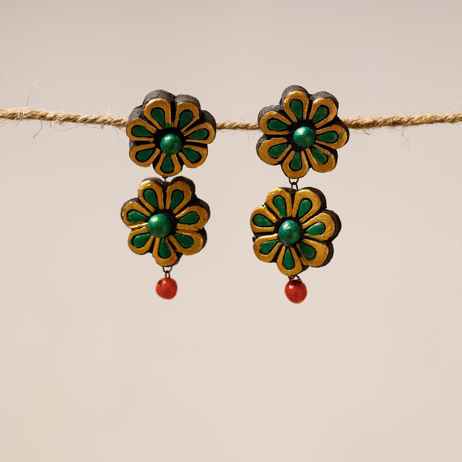 Bishnupur Handpainted Stud Terracotta Earrings 38