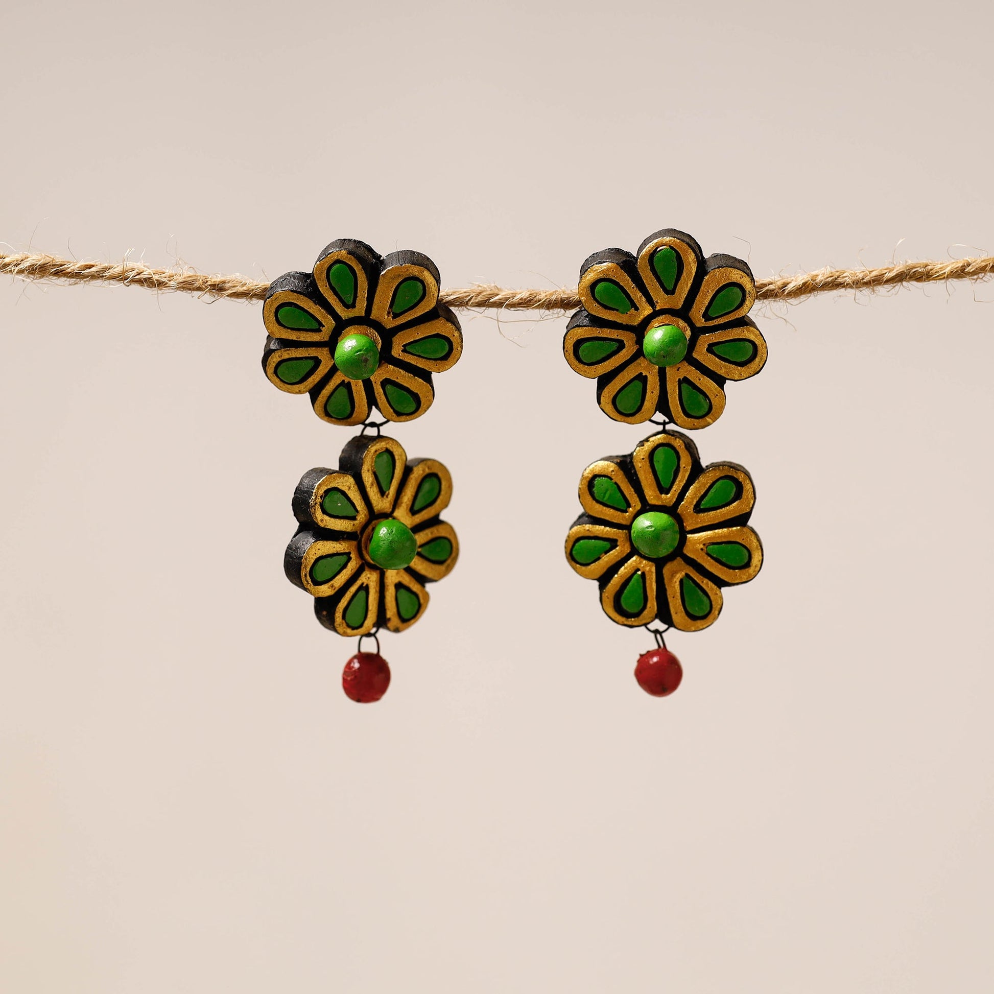 Bishnupur Handpainted Stud Terracotta Earrings 40