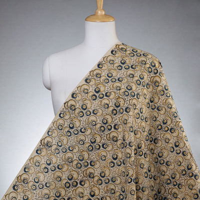 Beige - Pedana Kalamkari Block Printed Cotton Fabric