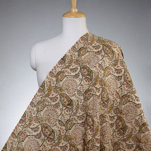 Beige - Pedana Kalamkari Block Printing Cotton Fabric