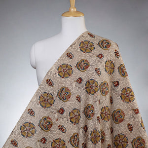Beige - Pedana Kalamkari Block Printed Cotton Fabric