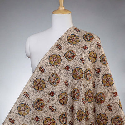 Beige - Pedana Kalamkari Block Printed Cotton Fabric