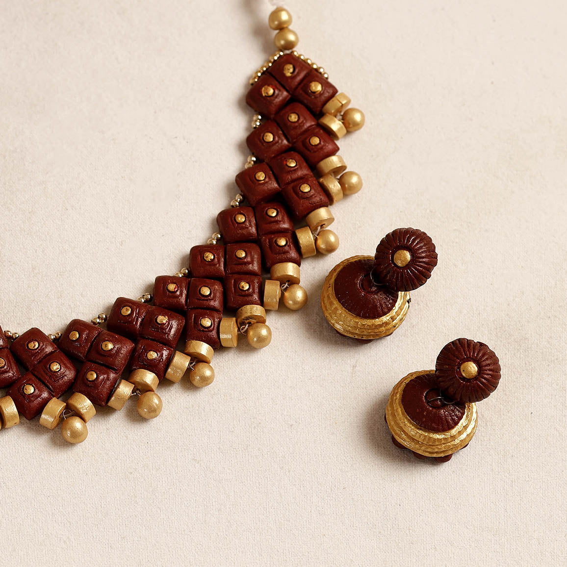 Bishnupur Handpainted Terracotta Necklace Set