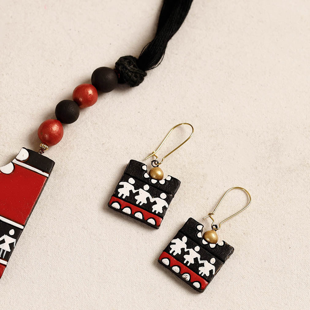 Bishnupur Handpainted Terracotta Necklace Set 15