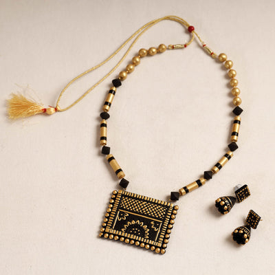 Bishnupur Handpainted Terracotta Necklace Set 01