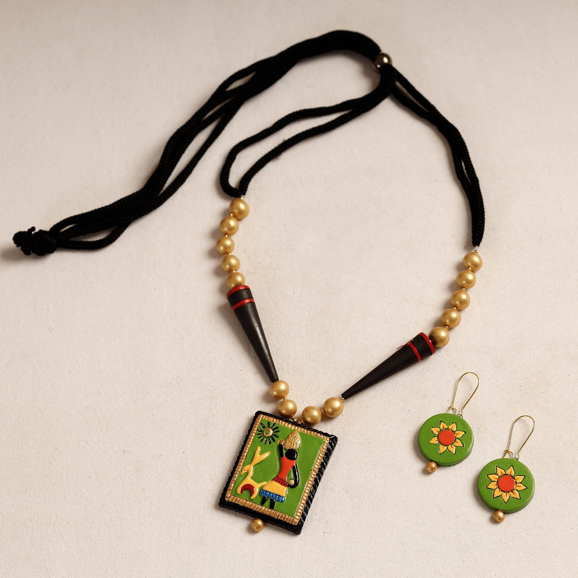 Bishnupur Handpainted Terracotta Necklace Set
