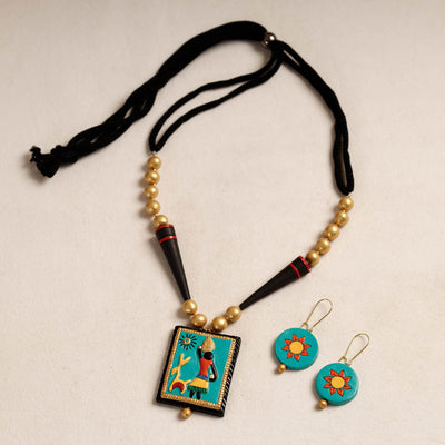 Bishnupur Handpainted Terracotta Necklace Set