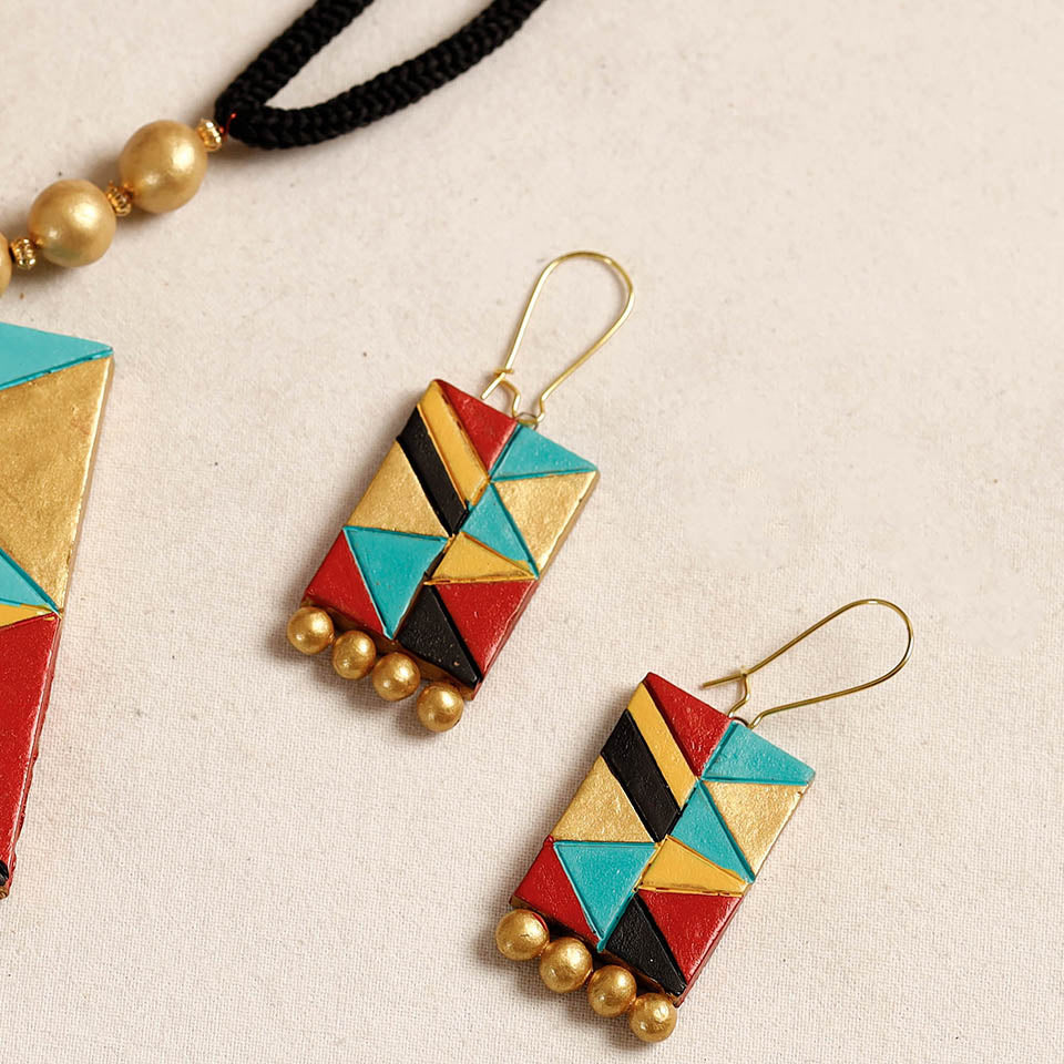 Bishnupur Handpainted Terracotta Necklace Set
