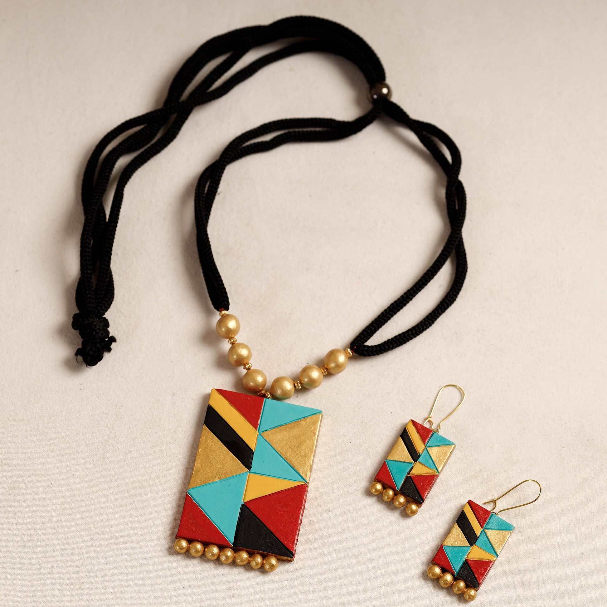 Bishnupur Handpainted Terracotta Necklace Set