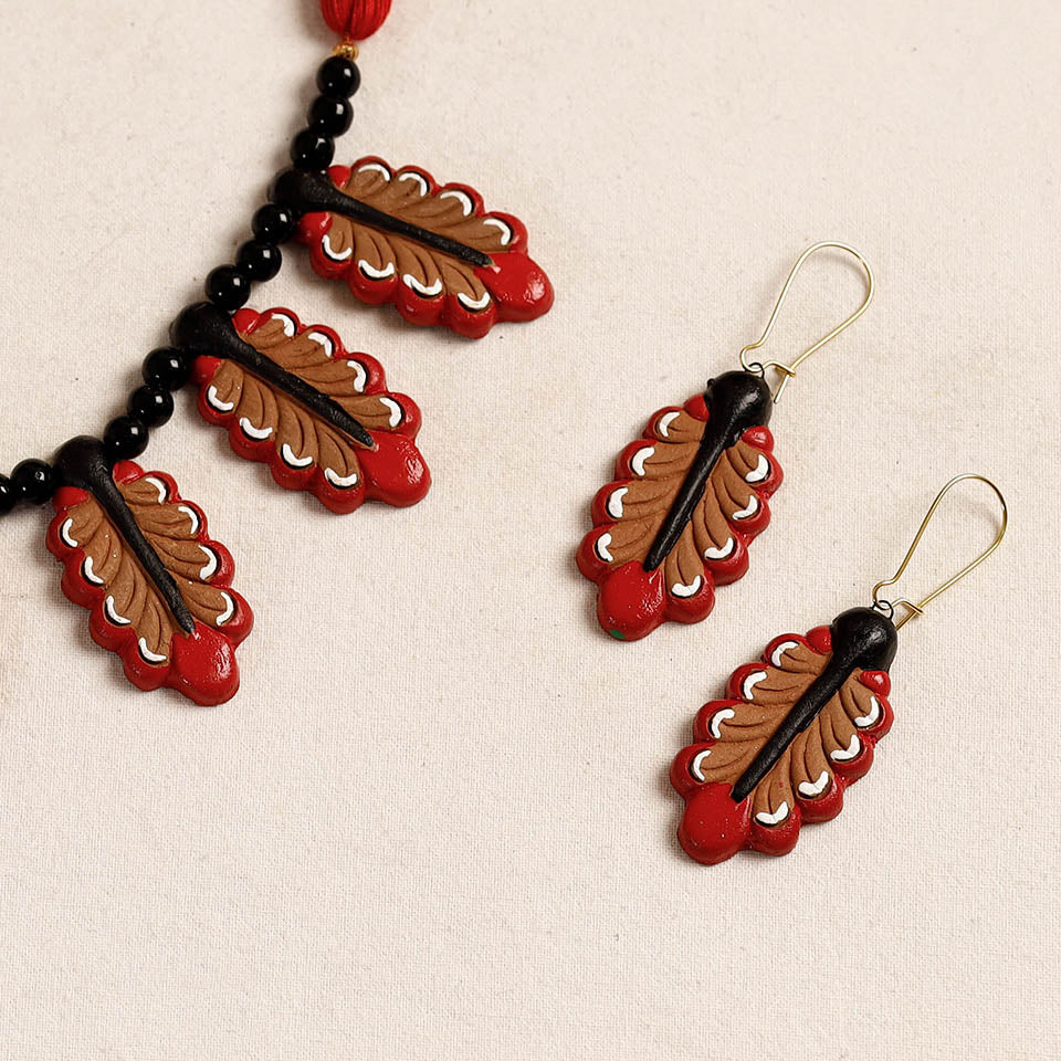 Bishnupur Handpainted Terracotta Necklace Set