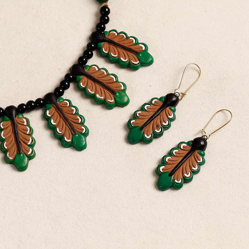 Bishnupur Handpainted Terracotta Necklace Set