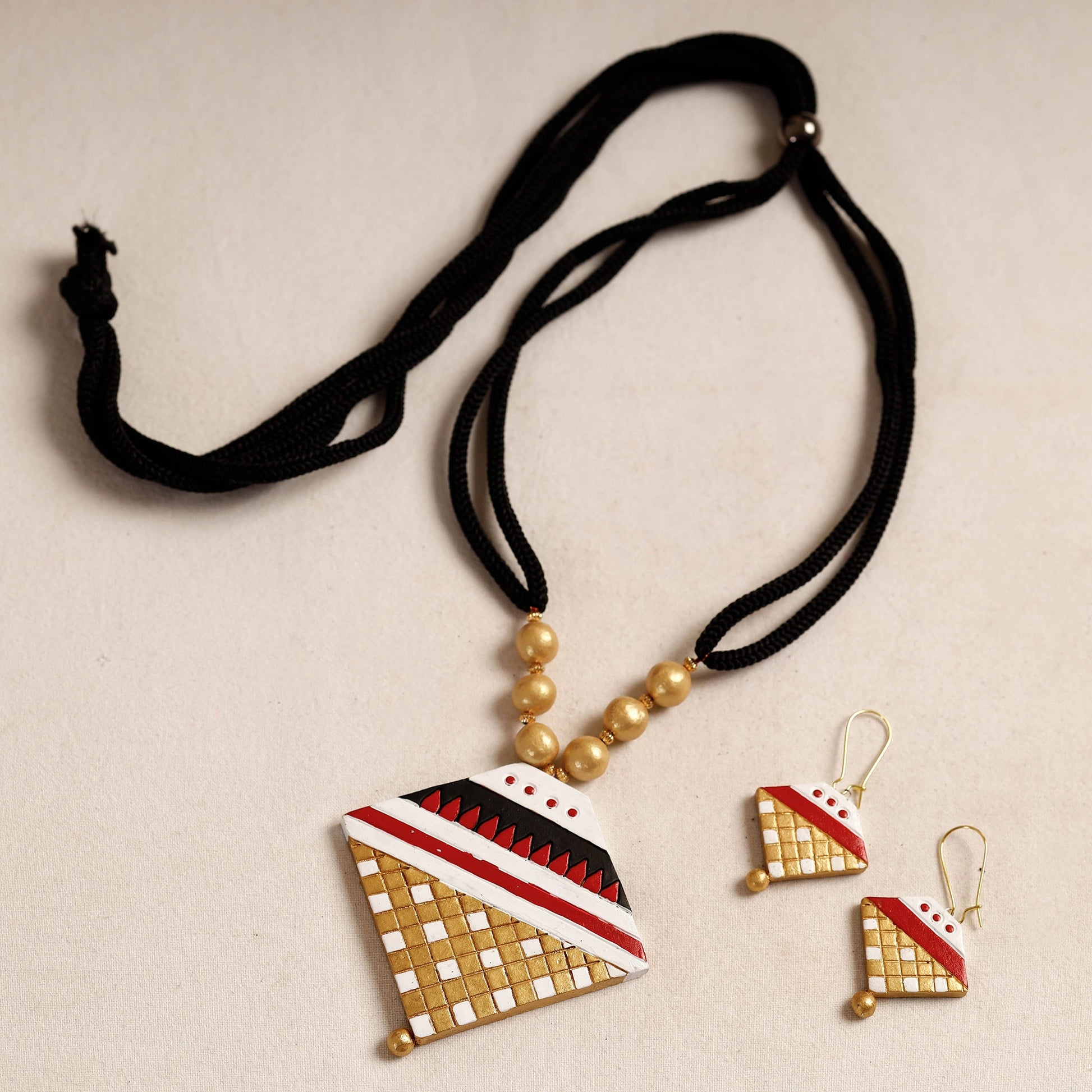 Bishnupur Handpainted Terracotta Necklace Set