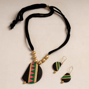 Bishnupur Handpainted Terracotta Necklace Set