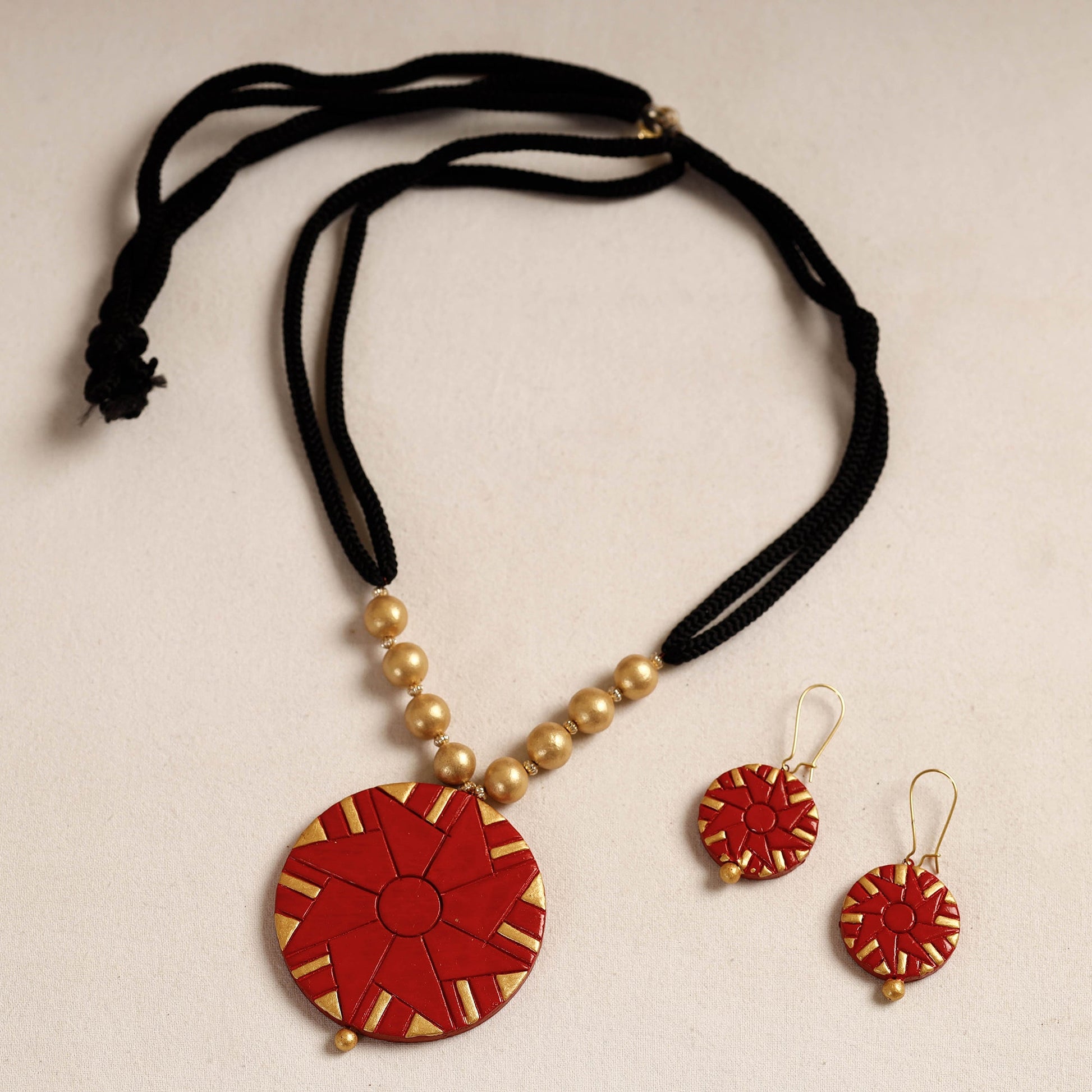Bishnupur Handpainted Terracotta Necklace Set