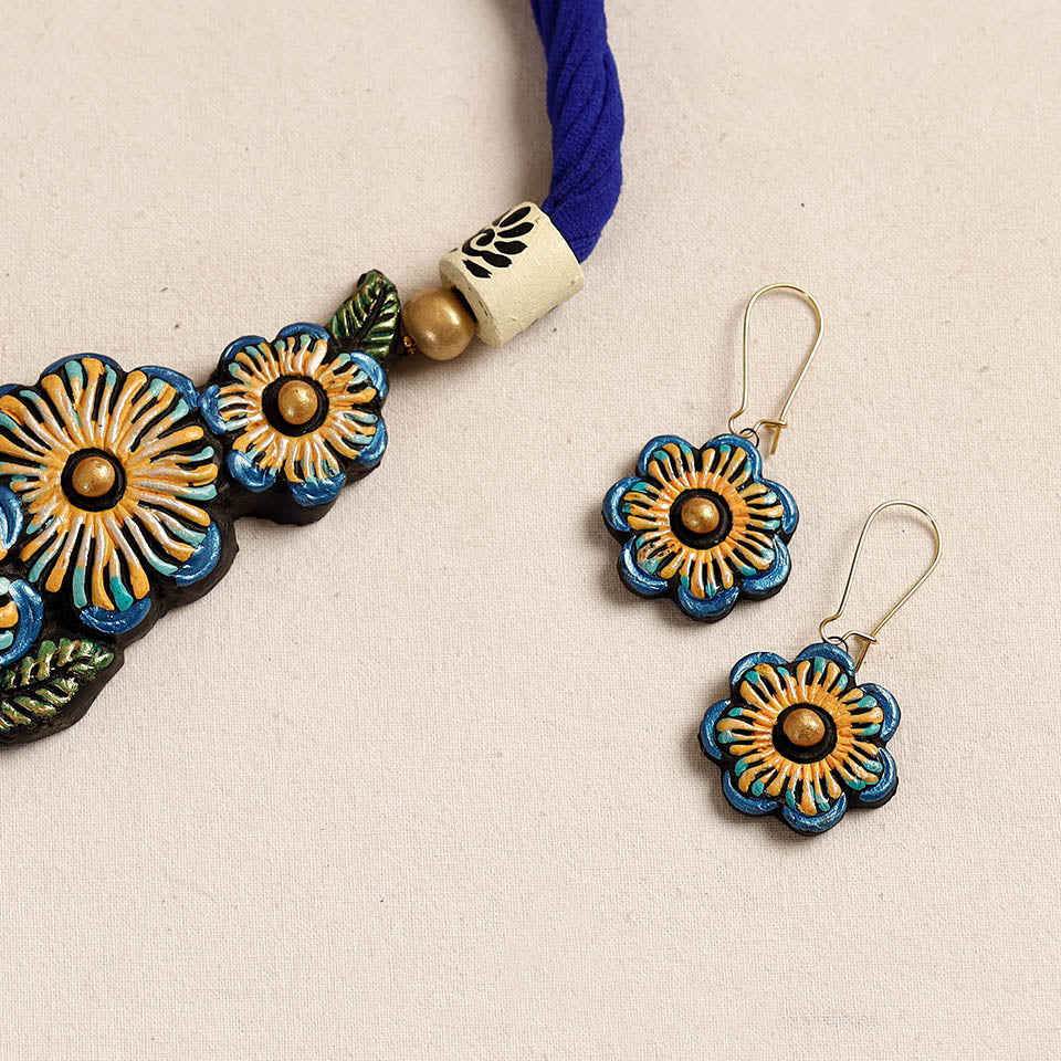 Bishnupur Handpainted Terracotta Necklace Set