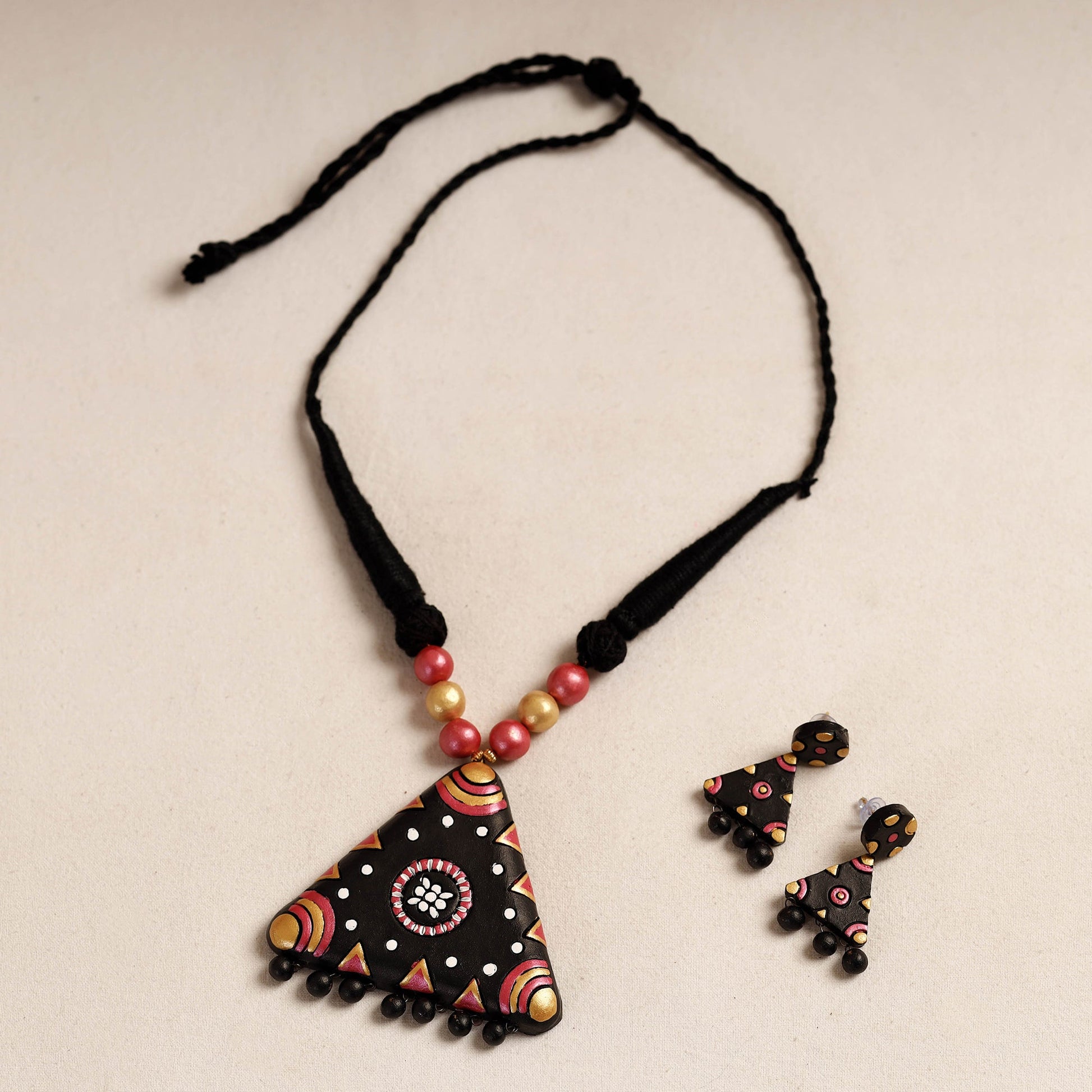 Bishnupur Handpainted Terracotta Necklace Set