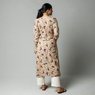 Beige - Kalamkari Printed Cotton Kurta