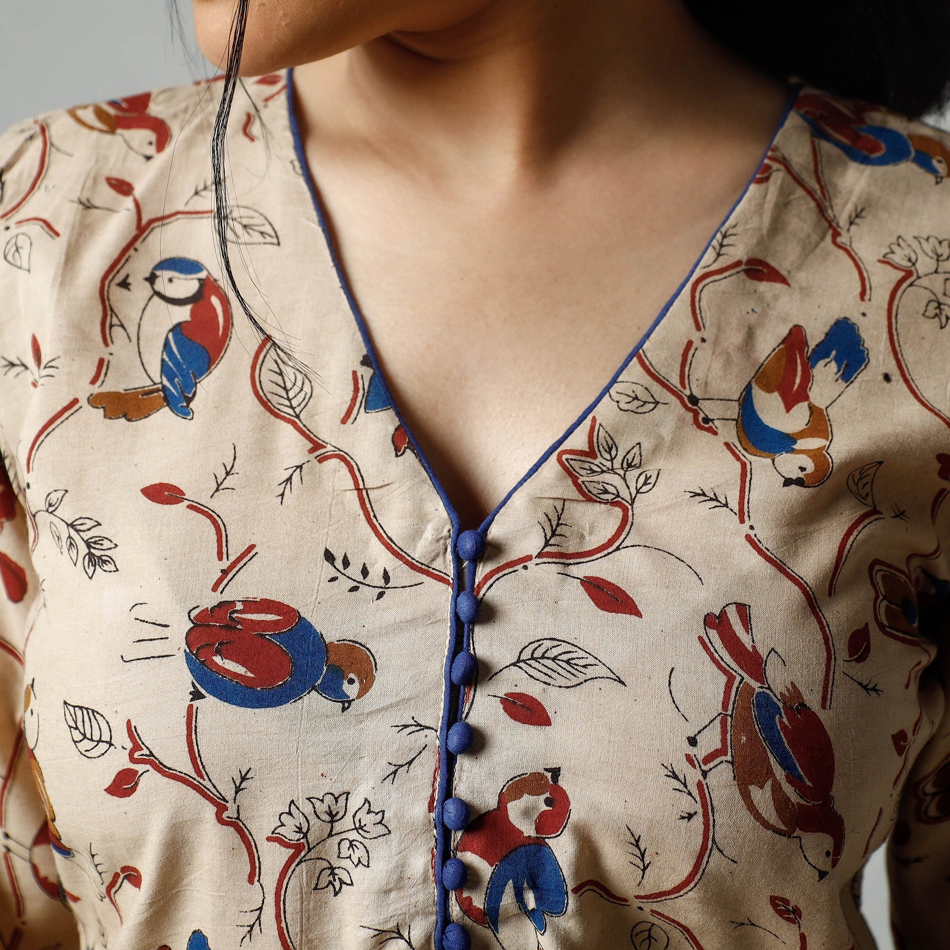 Beige - Kalamkari Printed Cotton Kurta