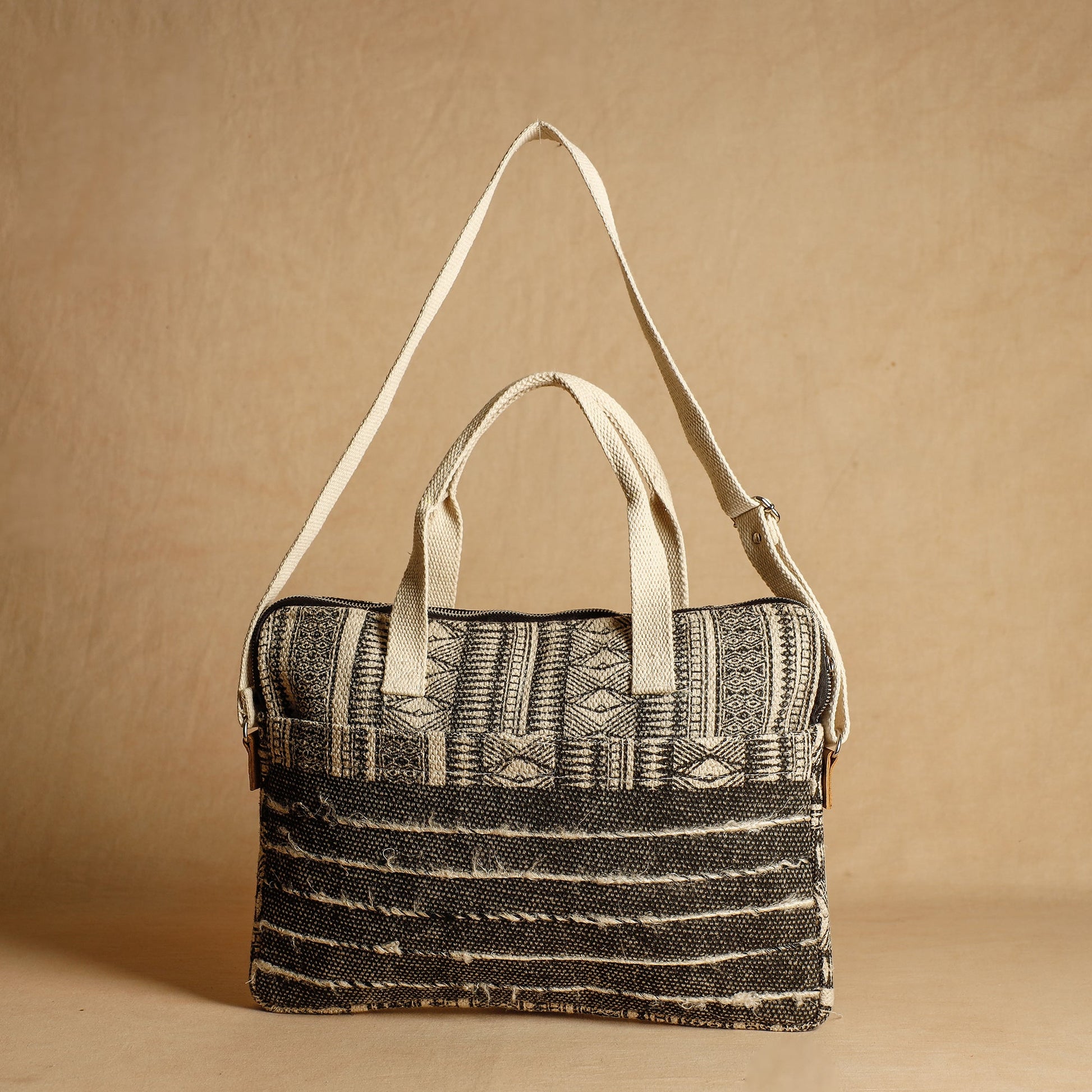 Brown - Jaipur Block Printed Handloom Cotton Laptop Bag (11 x 14 in)