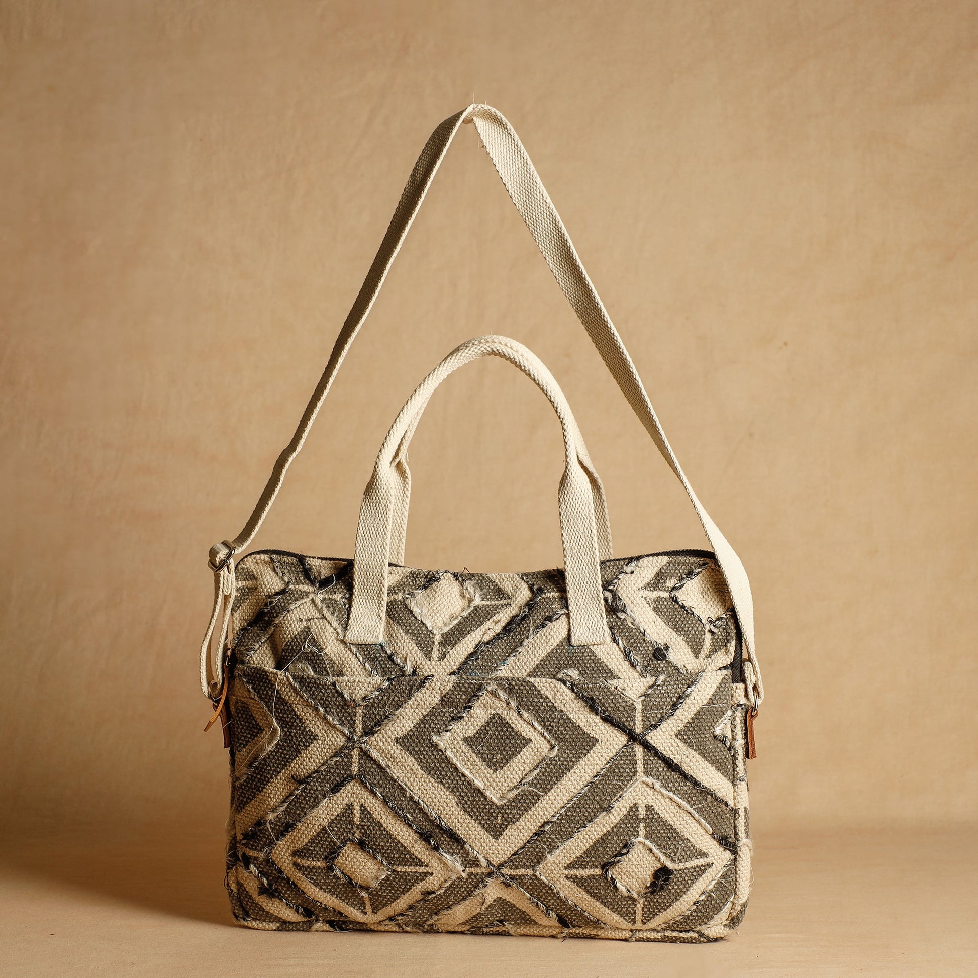 Brown - Jaipur Block Printed Handloom Cotton Laptop Bag (11 x 14 in)