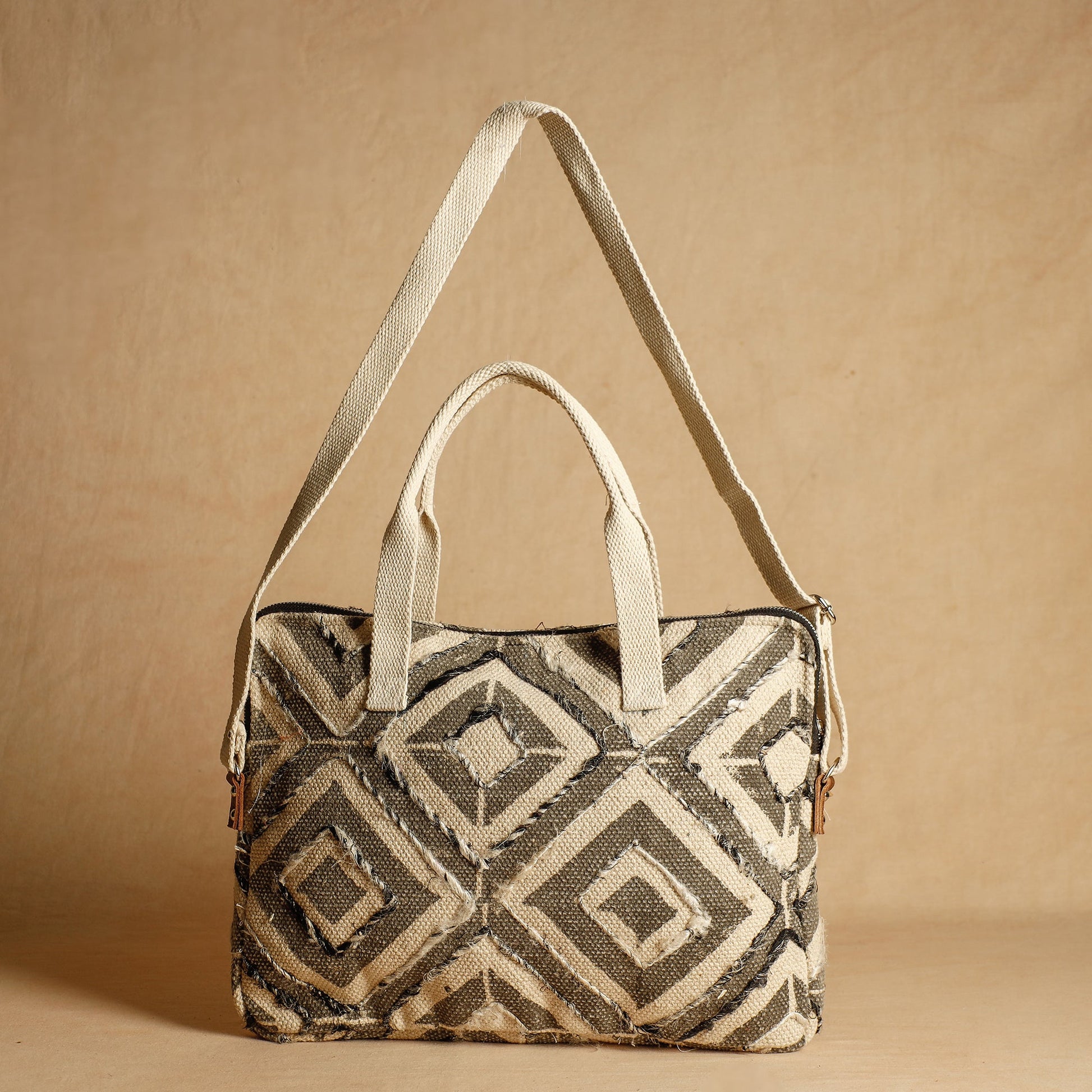 Brown - Jaipur Block Printed Handloom Cotton Laptop Bag (11 x 14 in)