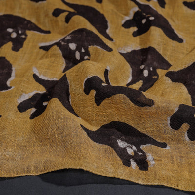 Brown - Block Art Print Linen Bindaas Stole