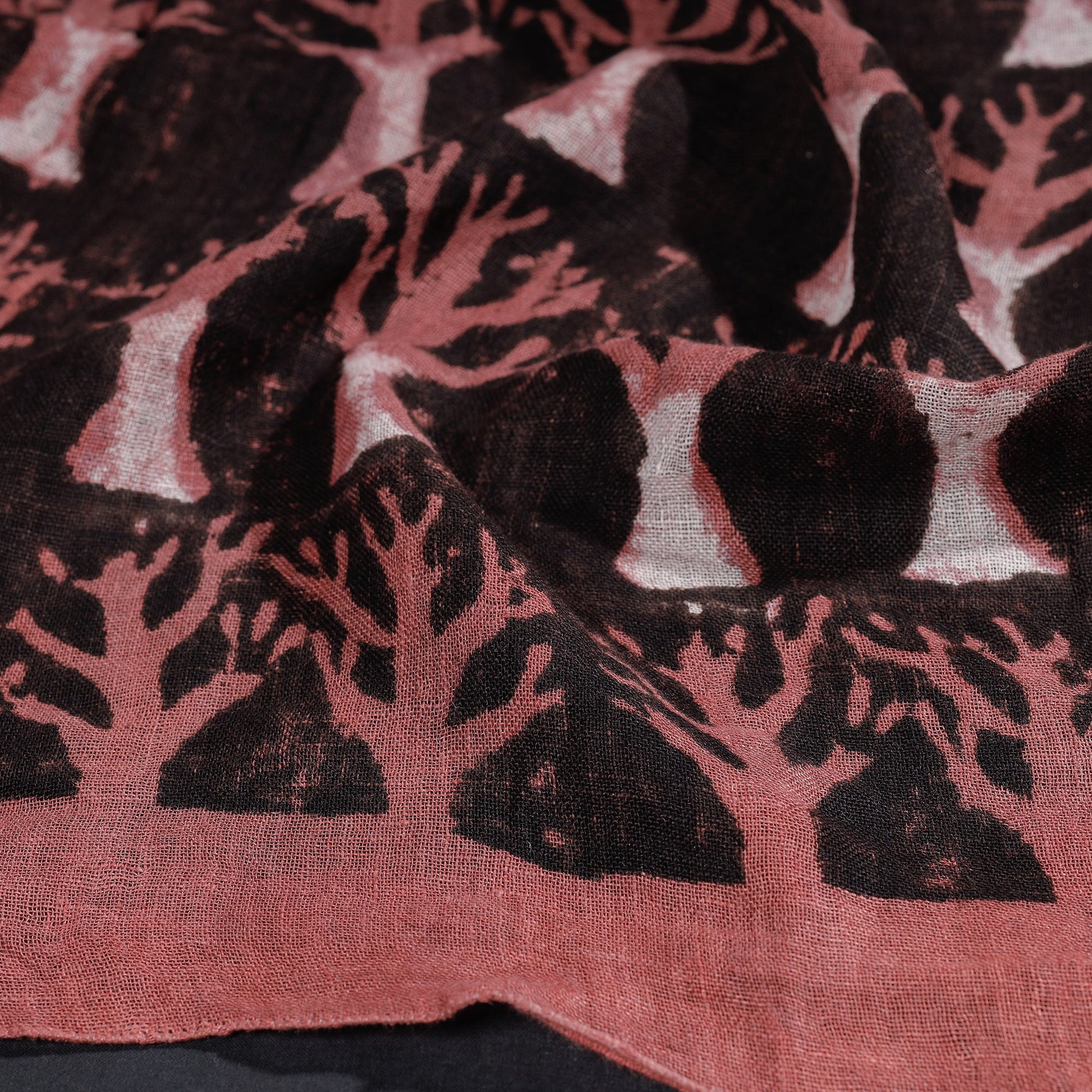 Black - Block Art Print Linen Bindaas Stole