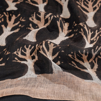 Black - Block Art Print Linen Bindaas Stole