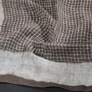 Brown - Block Art Print Linen Bindaas Stole