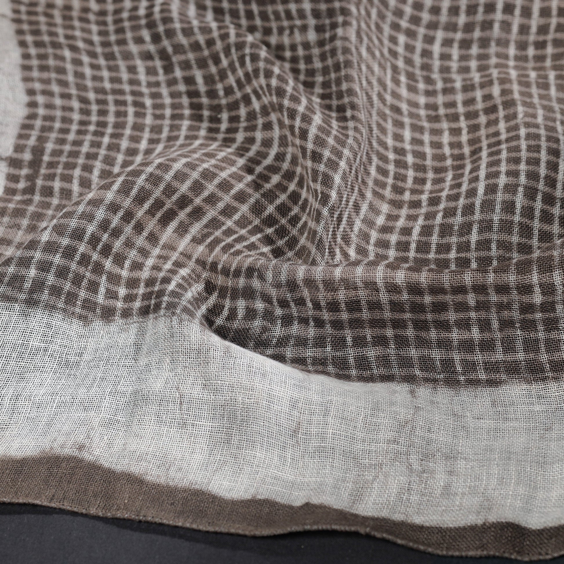 Brown - Block Art Print Linen Bindaas Stole