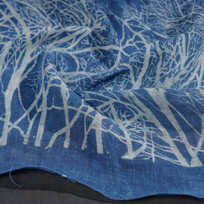 Blue - Block Art Print Linen Bindaas Stole