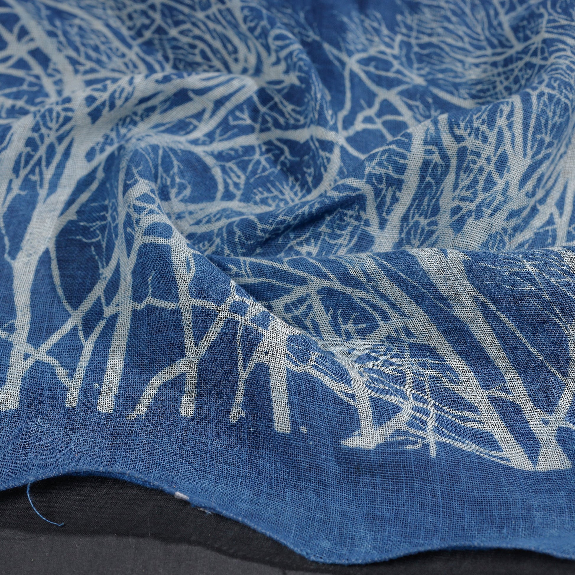 Blue - Block Art Print Linen Bindaas Stole