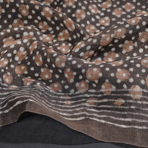 Brown - Block Art Print Linen Bindaas Stole