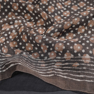 Brown - Block Art Print Linen Bindaas Stole