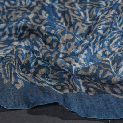 Blue - Block Art Print Linen Bindaas Stole