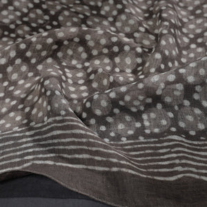 Brown - Block Art Print Linen Bindaas Stole