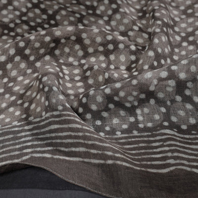 Brown - Block Art Print Linen Bindaas Stole