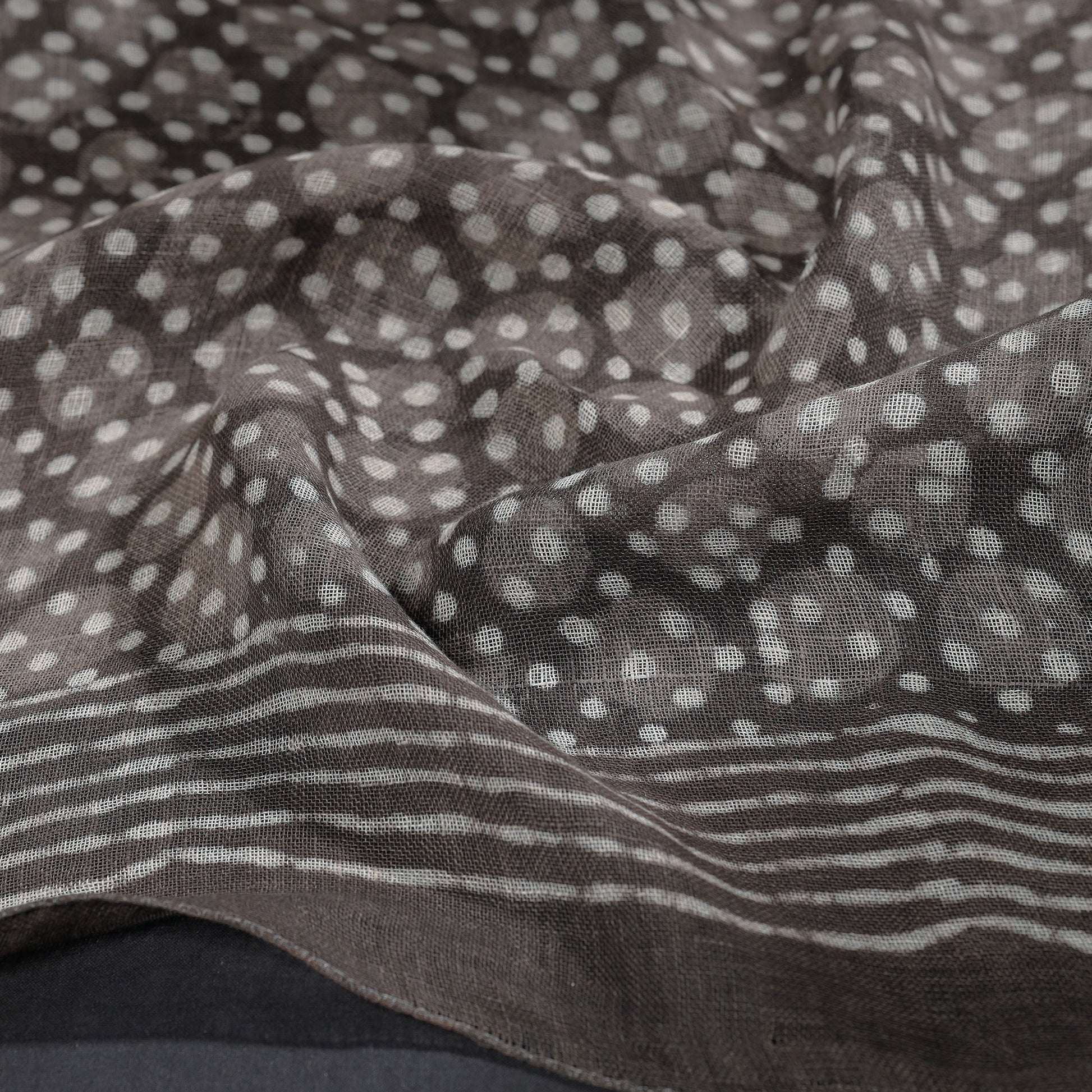 Brown - Block Art Print Linen Bindaas Stole