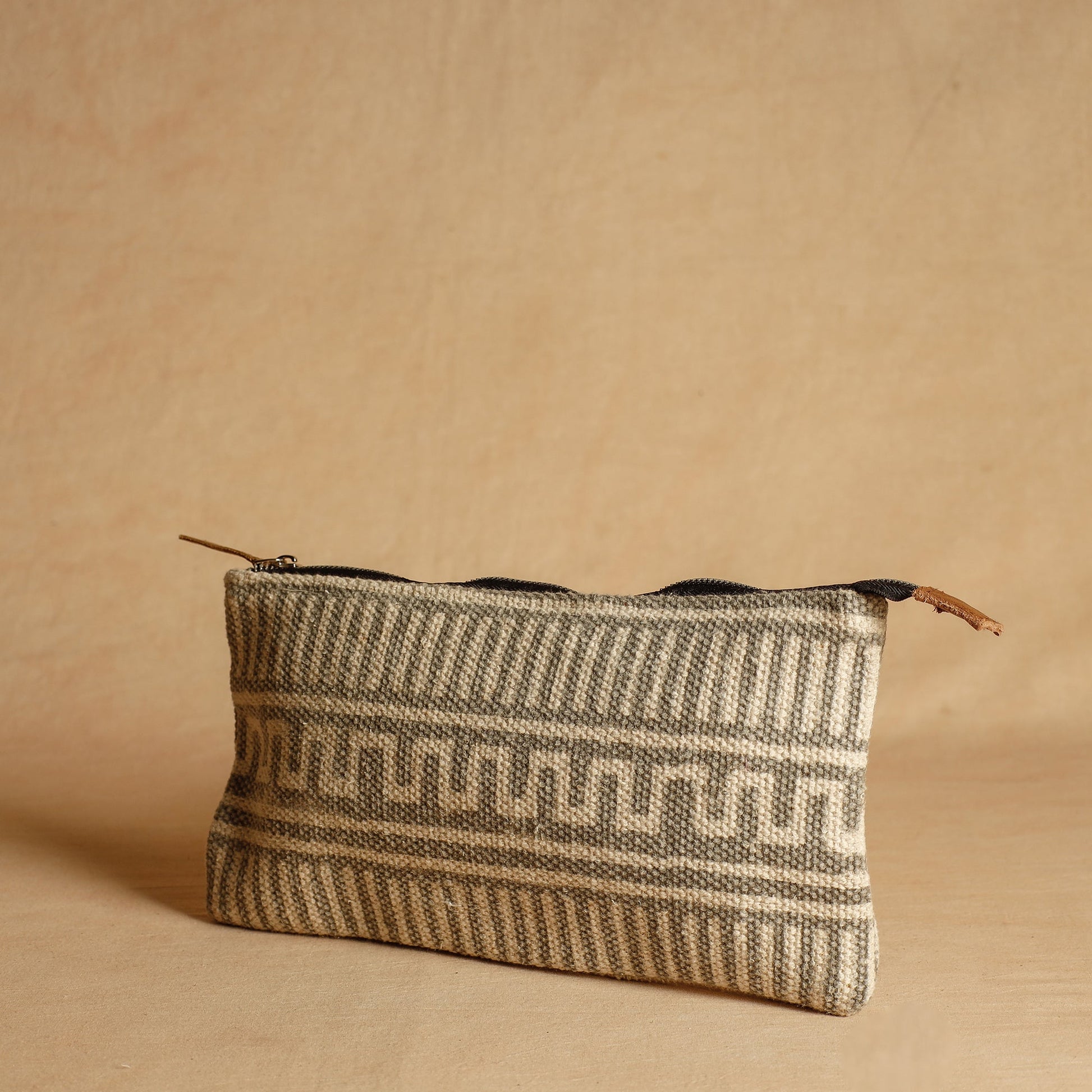 Beige - Jaipur Block Printed Handloom Cotton Multipurpose Toiletry Pouch (7 x 12 in)