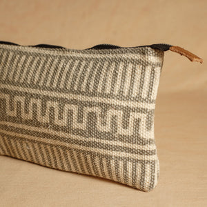 Beige - Jaipur Block Printed Handloom Cotton Multipurpose Toiletry Pouch (7 x 12 in)