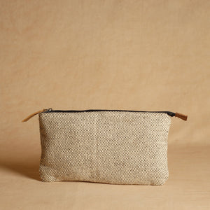 Beige - Jaipur Block Printed Handloom Cotton Multipurpose Toiletry Pouch (7 x 12 in)