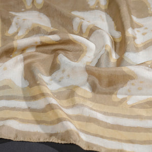 Beige - Handspun Block Art Print Mulberry Silk Bindaas Stole