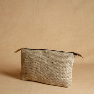 Beige - Jaipur Block Printed Handloom Cotton Multipurpose Toiletry Pouch (7 x 12 in)