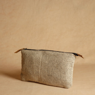 Beige - Jaipur Block Printed Handloom Cotton Multipurpose Toiletry Pouch (7 x 12 in)