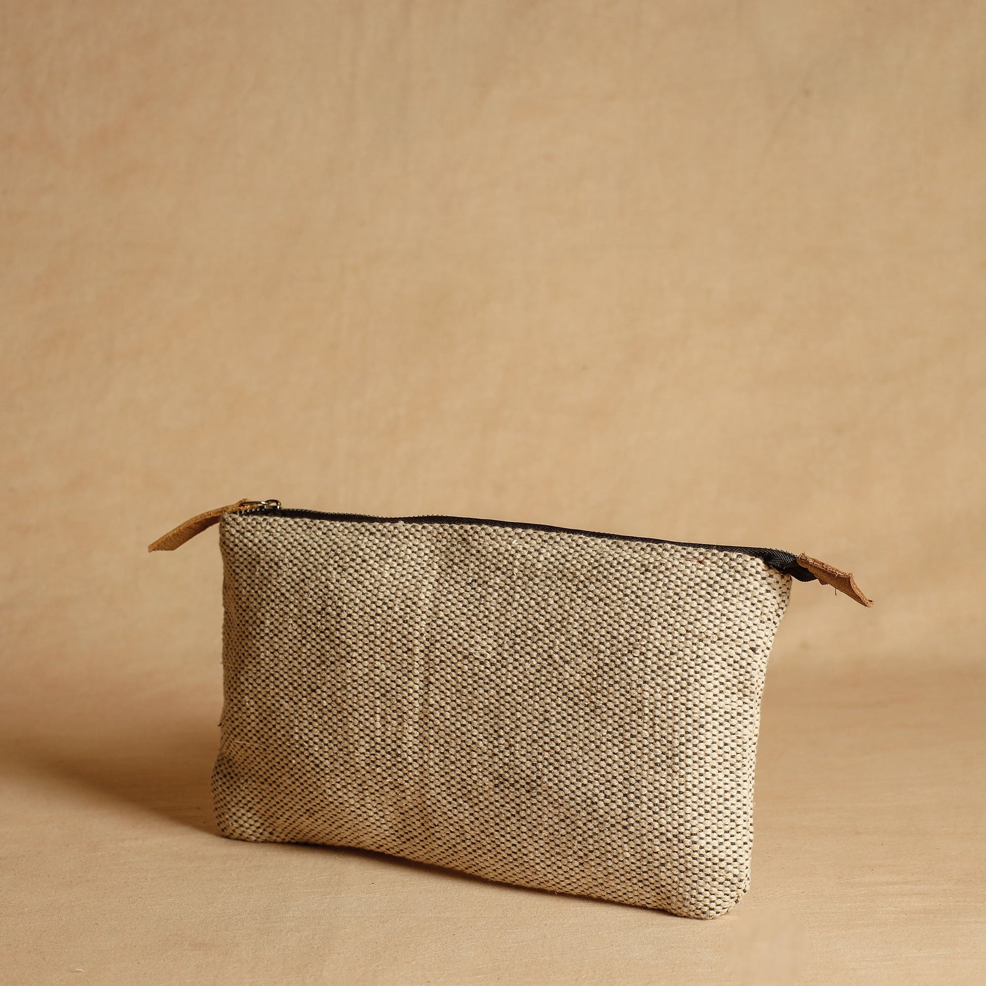 Beige - Jaipur Block Printed Handloom Cotton Multipurpose Toiletry Pouch (7 x 12 in)