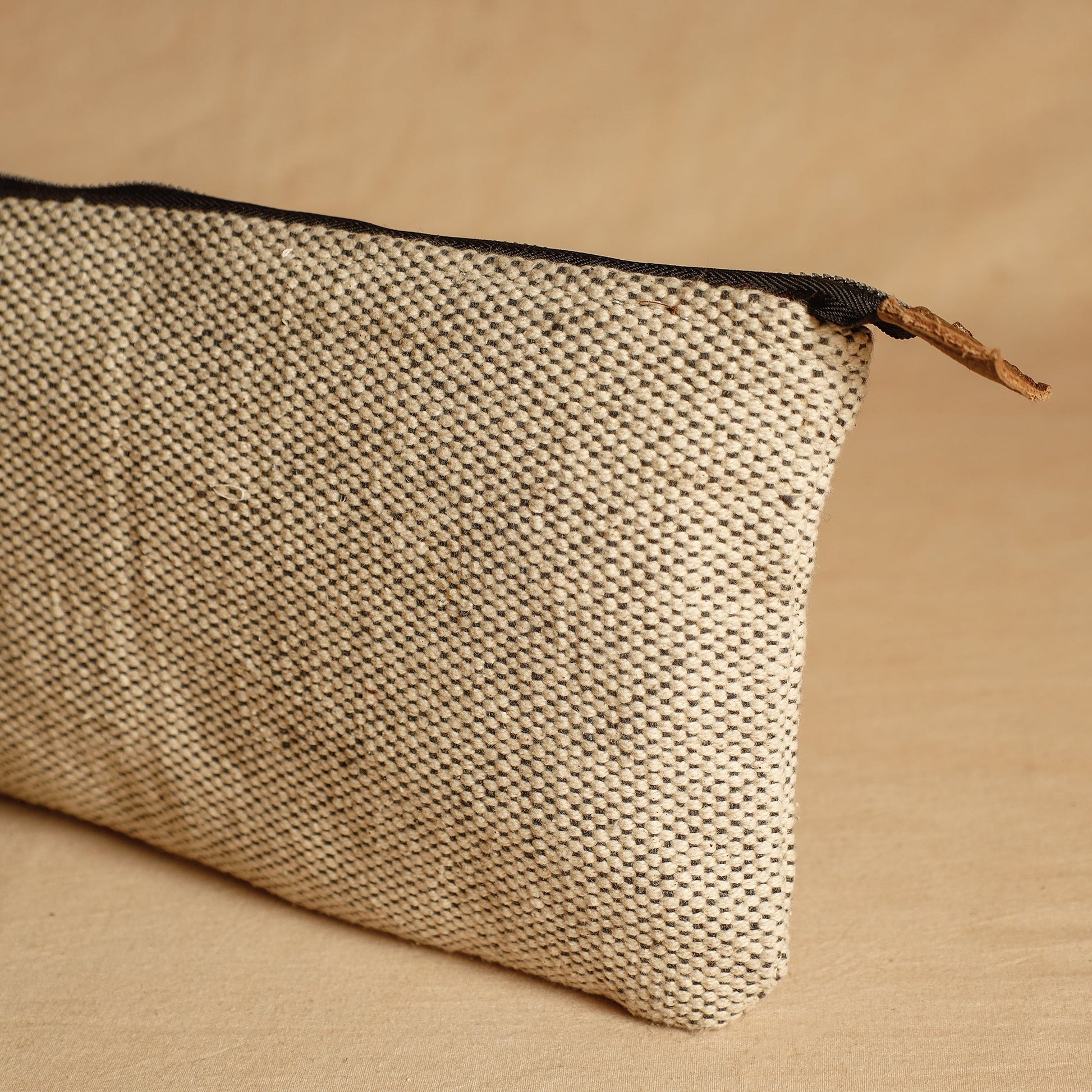 Beige - Jaipur Block Printed Handloom Cotton Multipurpose Toiletry Pouch (7 x 12 in)